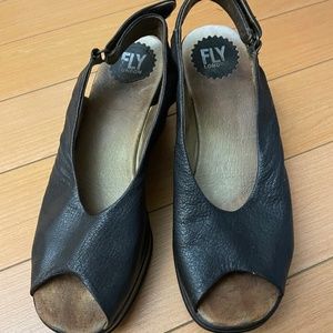 Fly London black sling back shoe